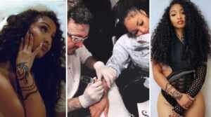Cantora jamaicana Shanseea é tatuada pelas mãos de Rogério Araújo