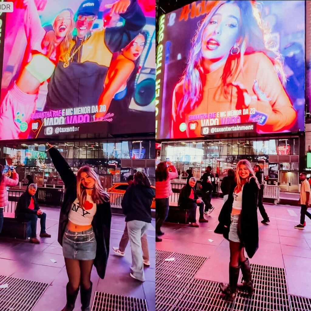 Samantha Rae lança música no telão da Times Square em NY