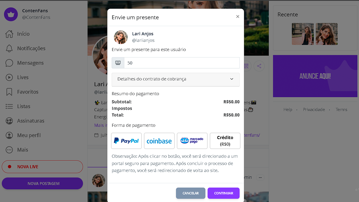 ContenFans: A Nova Alternativa Brasileira ao OnlyFans 19 03 contenfans registro login cadastrar