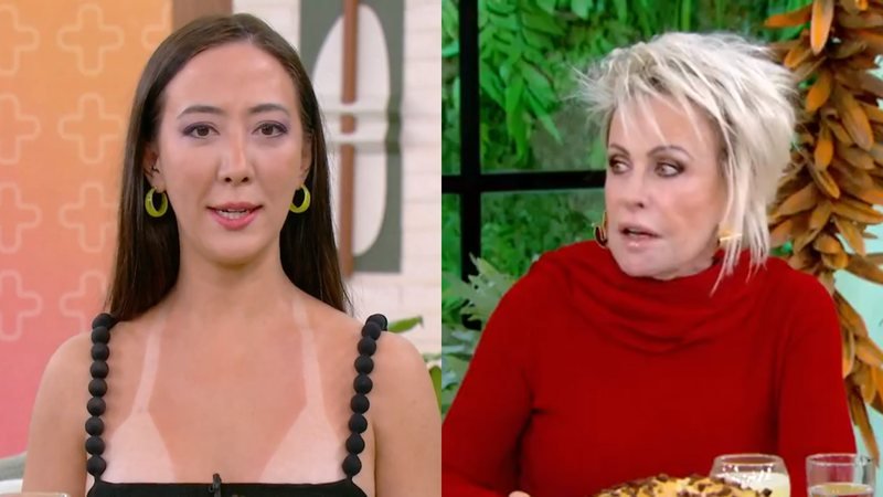 Repórter do Mais Você surpreende Ana Maria Braga, com marquinha de biquíni Repórter do Mais Você surpreende Ana Maria Braga, com marquinha de biquíni