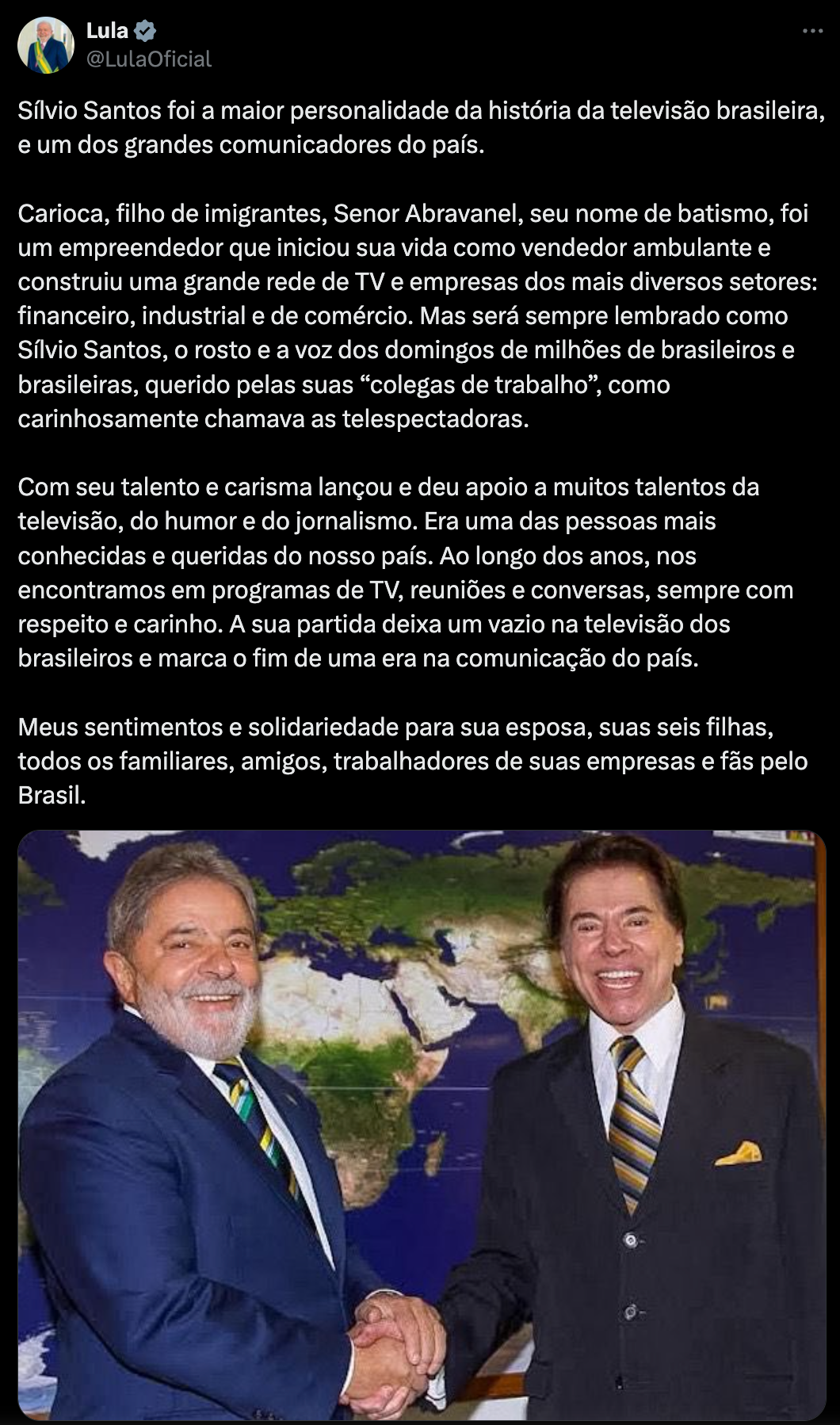 Lula, ministros e outras autoridades se despedem do apresentador 20 Captura de Tela 2024 08 17 as 12.03.50
