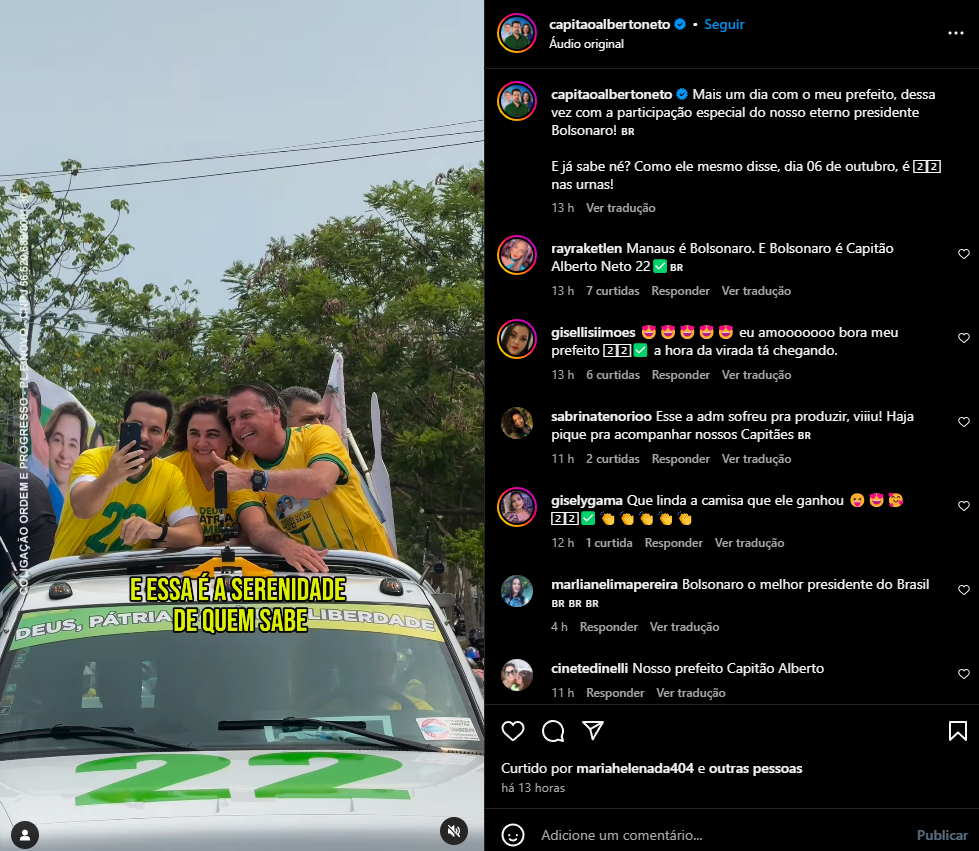 28 de Setembro: Jair Bolsonaro chega a Manaus ao lado de Capitão Alberto Neto 17 Captura de tela 2024 09 30 102310