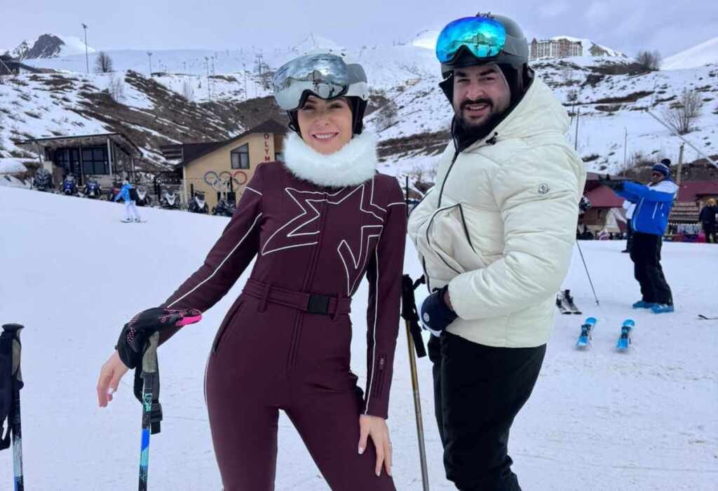 Ex-BBB Amanda Gontijo curte lua de mel de conto de fadas no inverno da Geórgia, na Europa