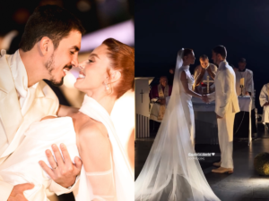 Giovanna Lancellotti e Gabriel David oficializam a união no Cristo Redentor