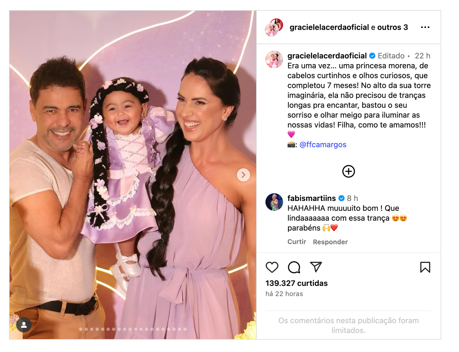 Zezé Di Camargo e Graciele Lacerda comemoram 7 meses da filha Clara com tema Rapunzel 17 Captura de Tela 2025 07 26 as 17.45.05