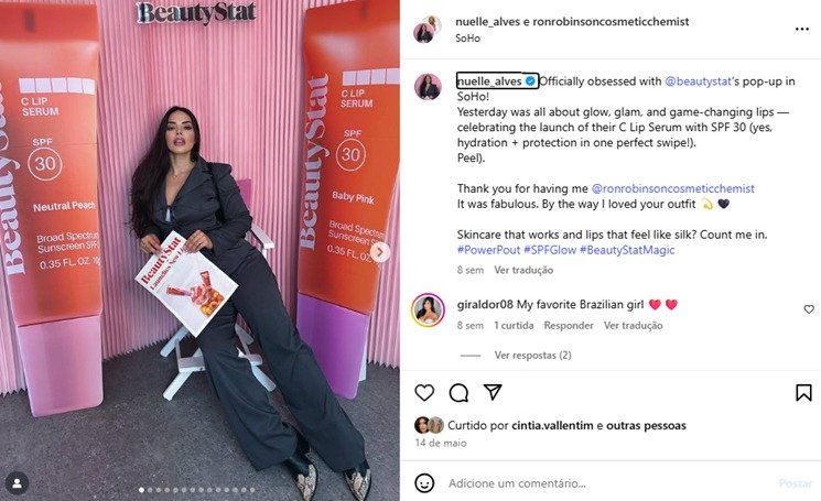 Nuelle Alves brilha no pop-up da BeautyStat em SoHo com muito glamour e skincare de ponta 17 WhatsApp Image 2025 07 30 at 9.47.07 PM