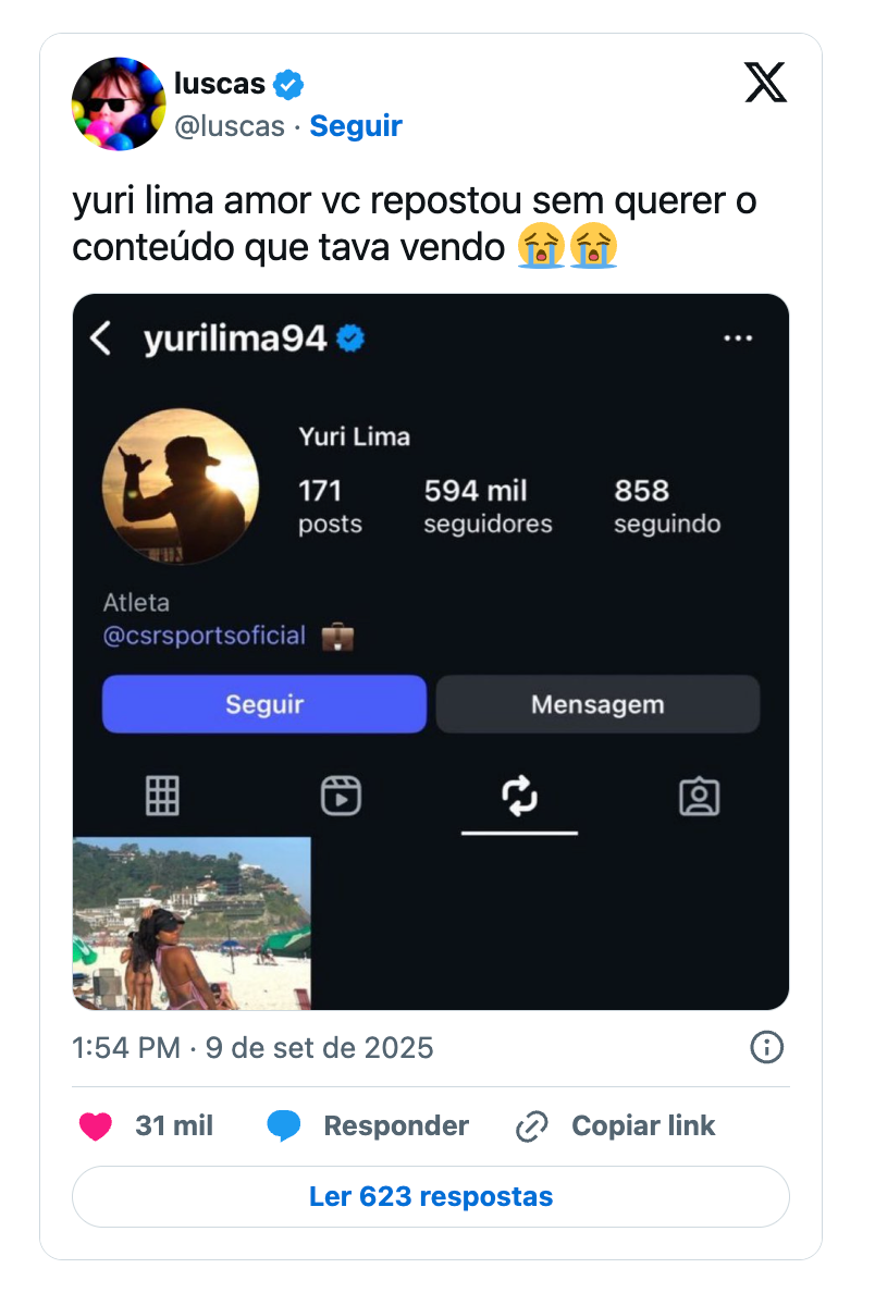 Yuri Lima se envolve em nova polêmica após compartilhar foto de morena de biquíni 19 Captura de Tela 2025 09 11 as 00.08.40