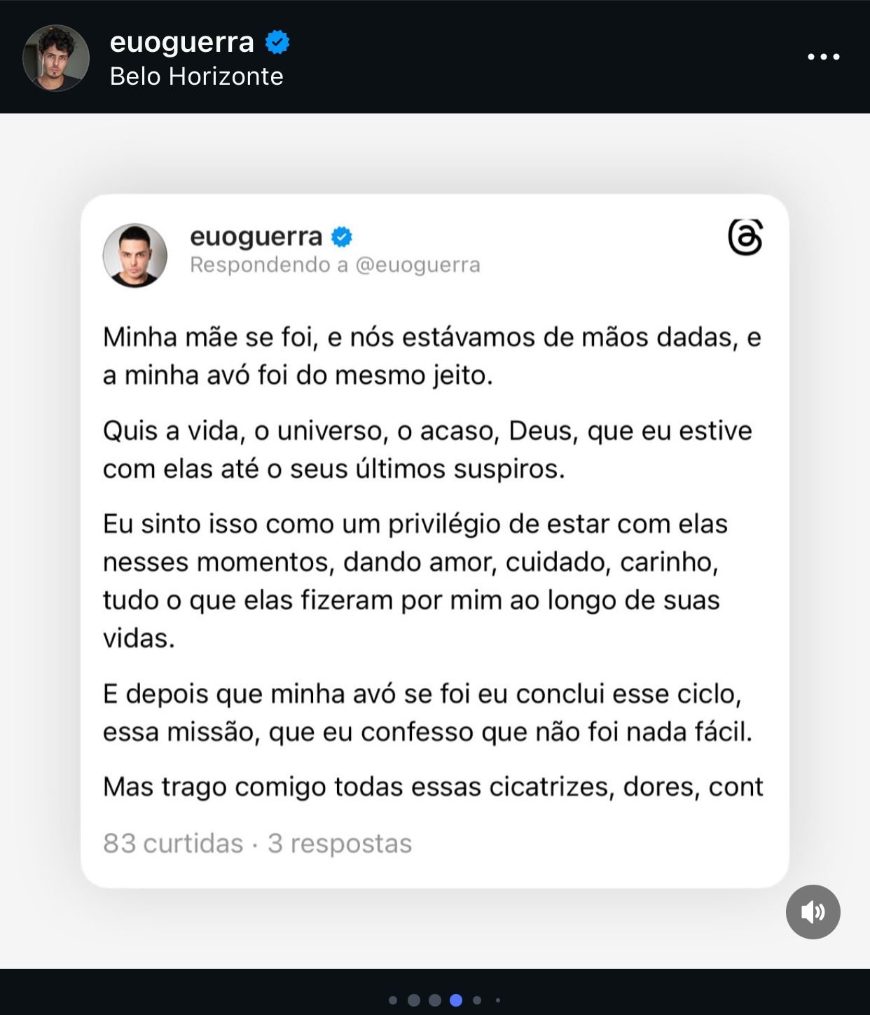 Paulo Guerra fala sobre solidão do luto após perder mãe e avó