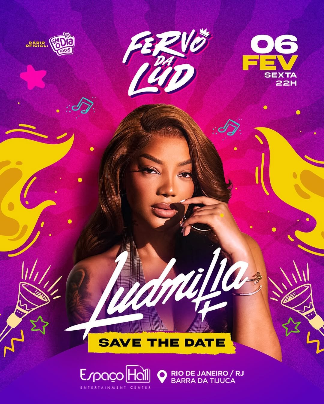 Ludmilla anuncia o “Esquenta Fervo da Lud” no Espaço Hall: o pontapé oficial do Carnaval 2026 17 SAVE THE DATE