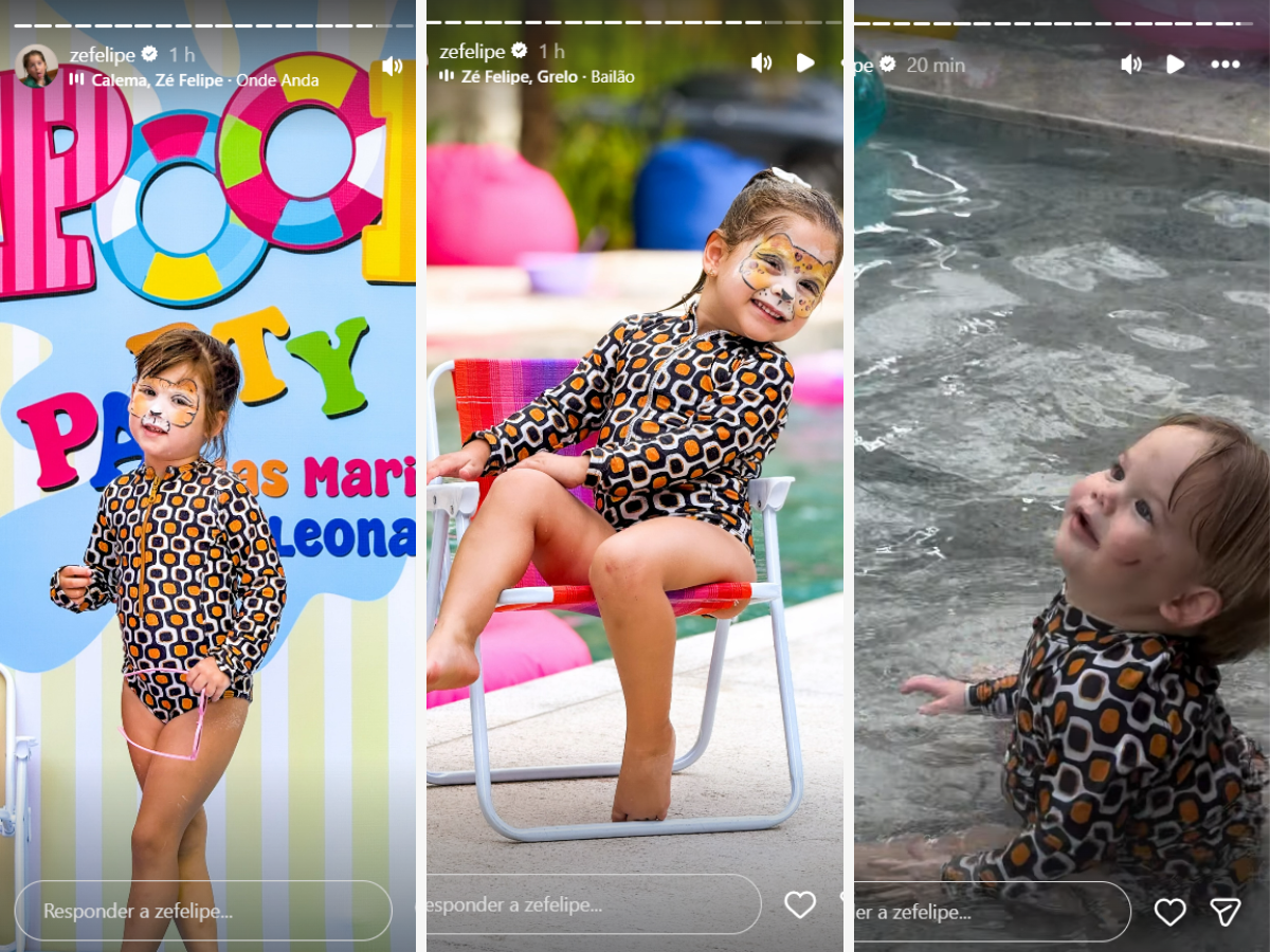 foto filhos de virginia e ze felipe curtem festa na piscina apos aniversario
