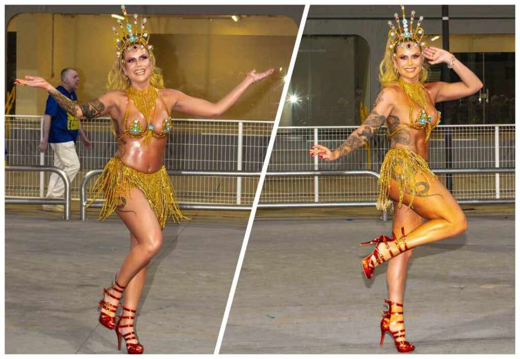 Isis Camargo faz da chuva um manifesto de amor ao carnaval no ensaio técnico do Tucuruvi 17 Isis Camargo faz da chuva um manifesto de amor ao carnaval no ensaio técnico do Tucuruvi
