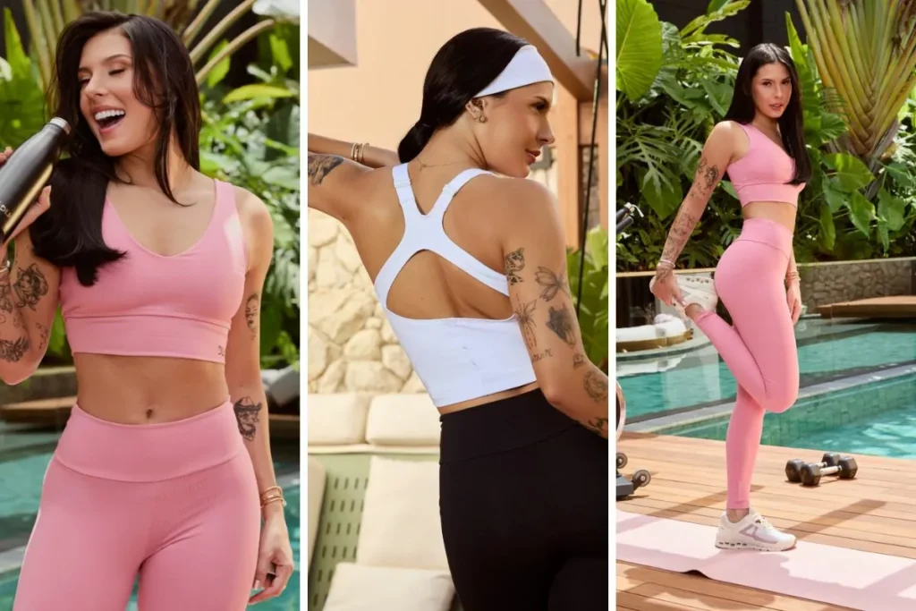 Ana Castela mostra elasticidade em campanha de moda fitness Ana Castela mostra elasticidade em campanha de moda fitness