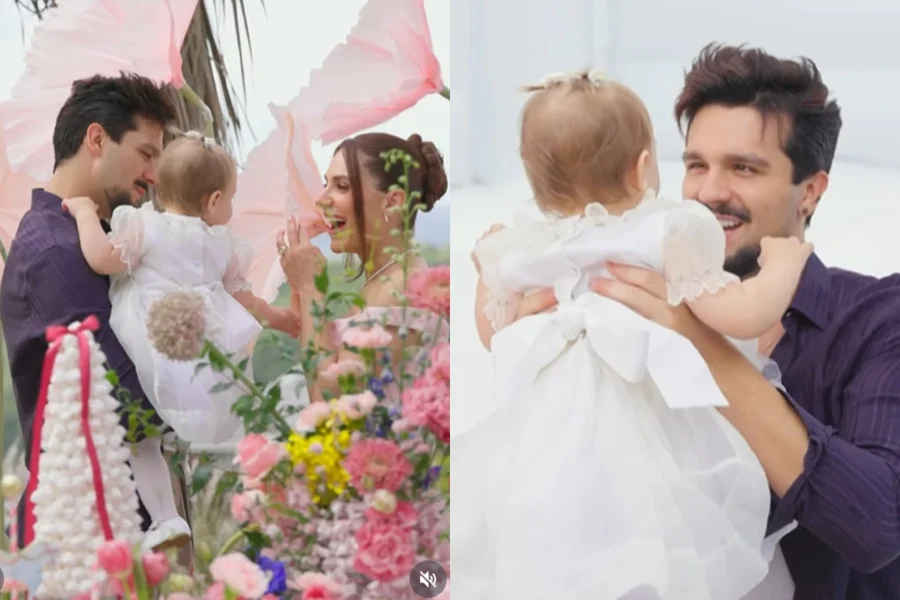 Luan Santana e Jade Magalhães celebram primeiro ano da filha Serena em festa especial