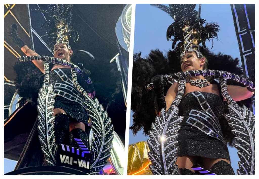 Luxo e brilho: Drika Moura deslumbra com fantasia de cristais Swarovski no desfile do Vai-Vai
