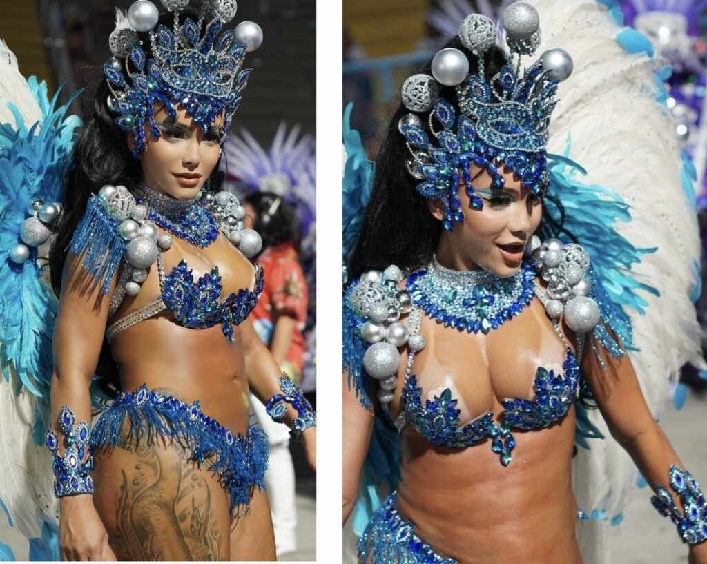 Amanda Fernandes exalta comunidade da União da Ilha em mais um desfile como musa