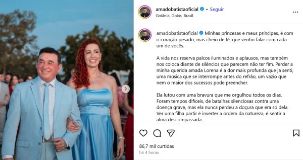 Amado Batista lamenta morte da filha Lorena Alves Batista aos 46 anos 19 Amado Batista lamenta morte da filha Lorena Alves Batista aos 46 anos