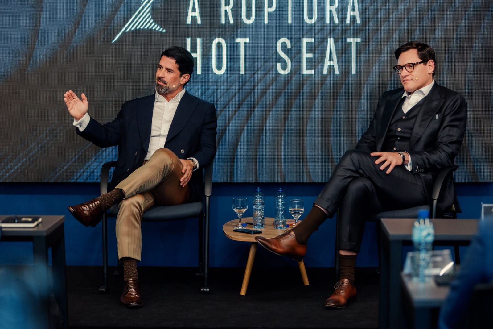 Huendel Rolim e Guto Galamba no evento A Ruptura